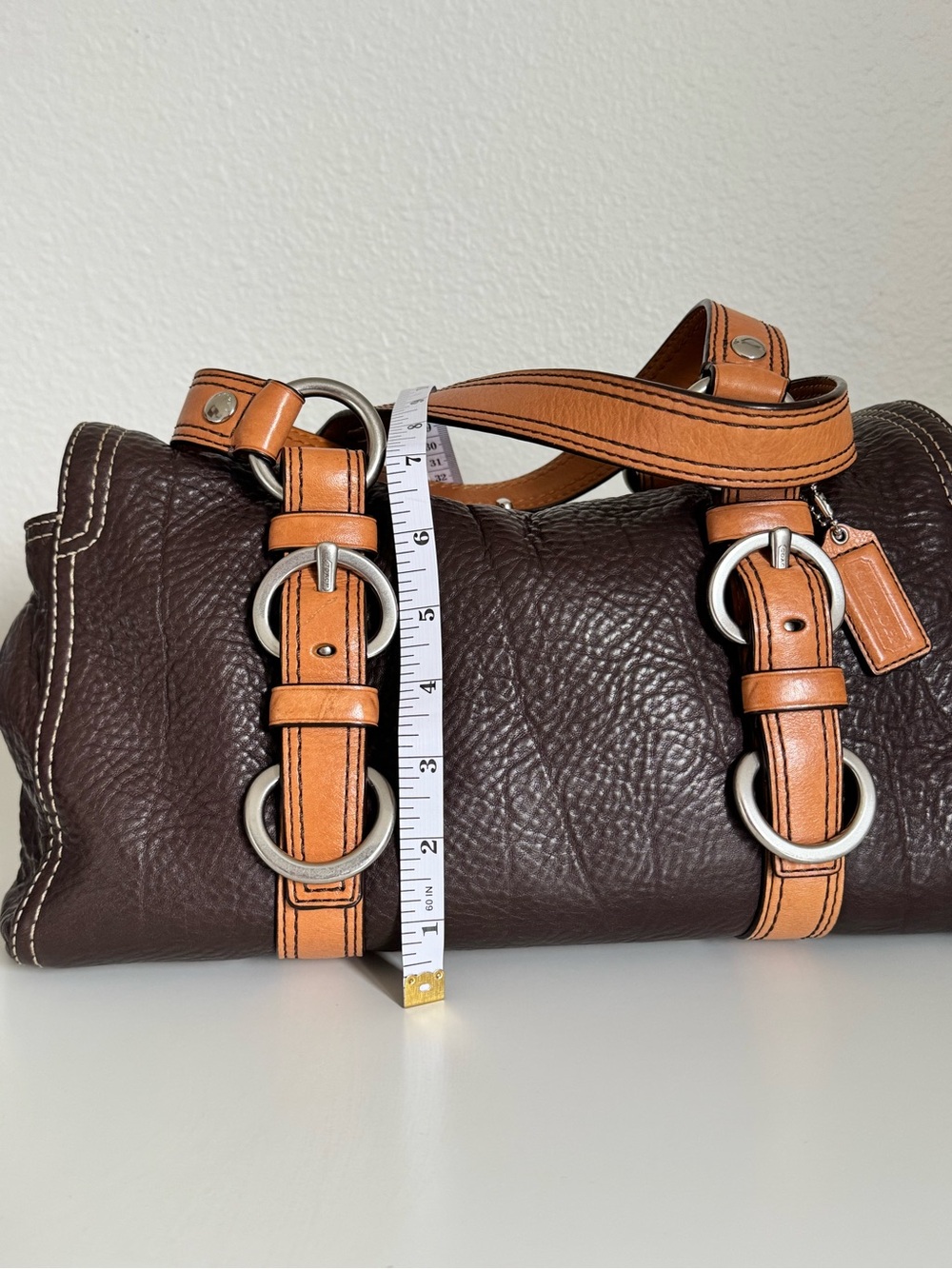 Coach Chelsea Brown Pebbled Leather Satchel Bag (Y2K Style F12334) - Picture 10 of 12